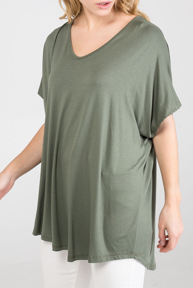 Basic Oversized Tee TOPMF2 WearAll Khaki One Size