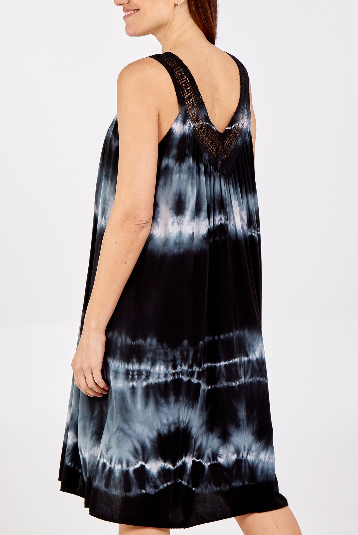 Tie Dye Dress With Crochet Neck Line DMF2 WearAll