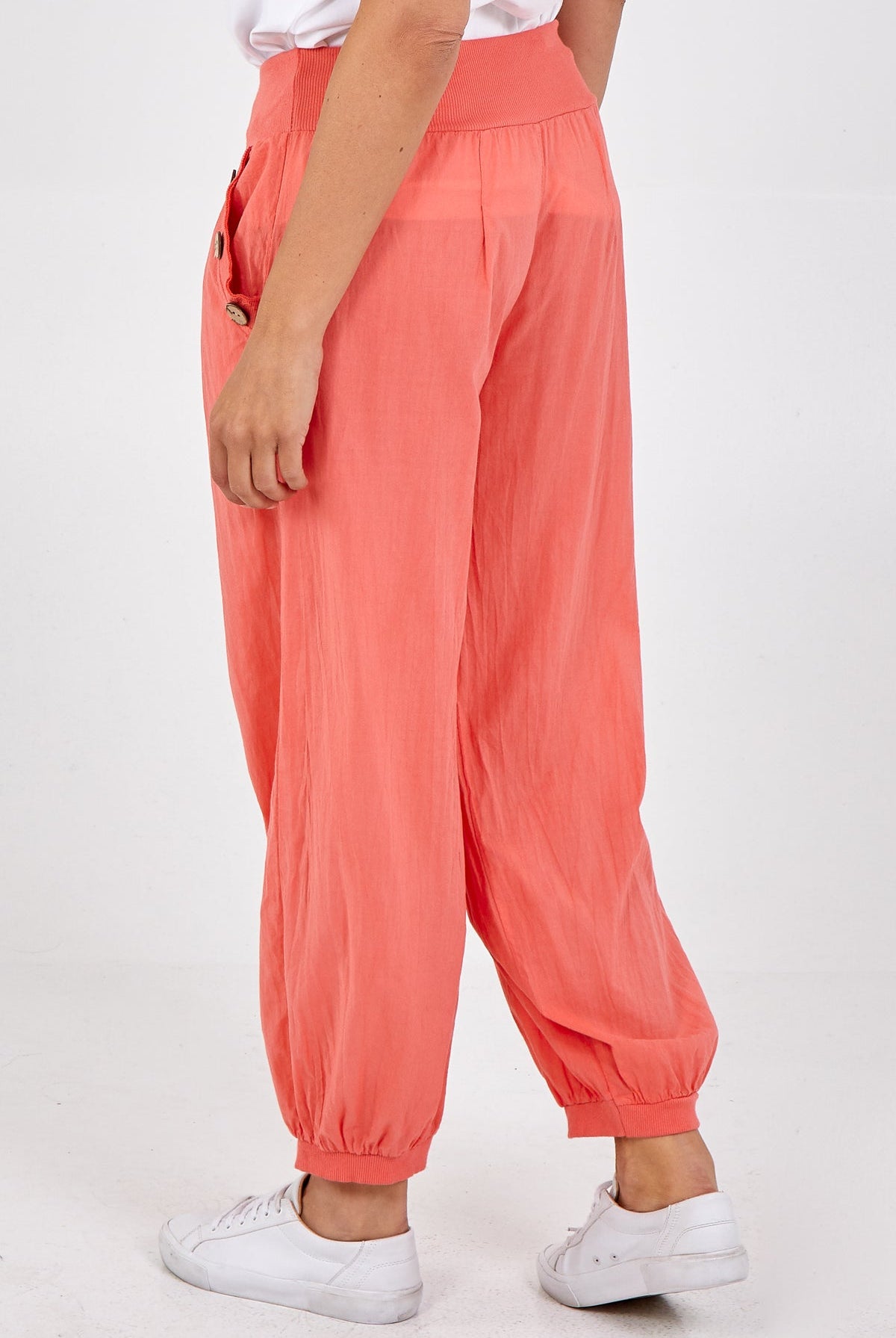 Button Pocket Detail Harem Pants TRS1 WearAll