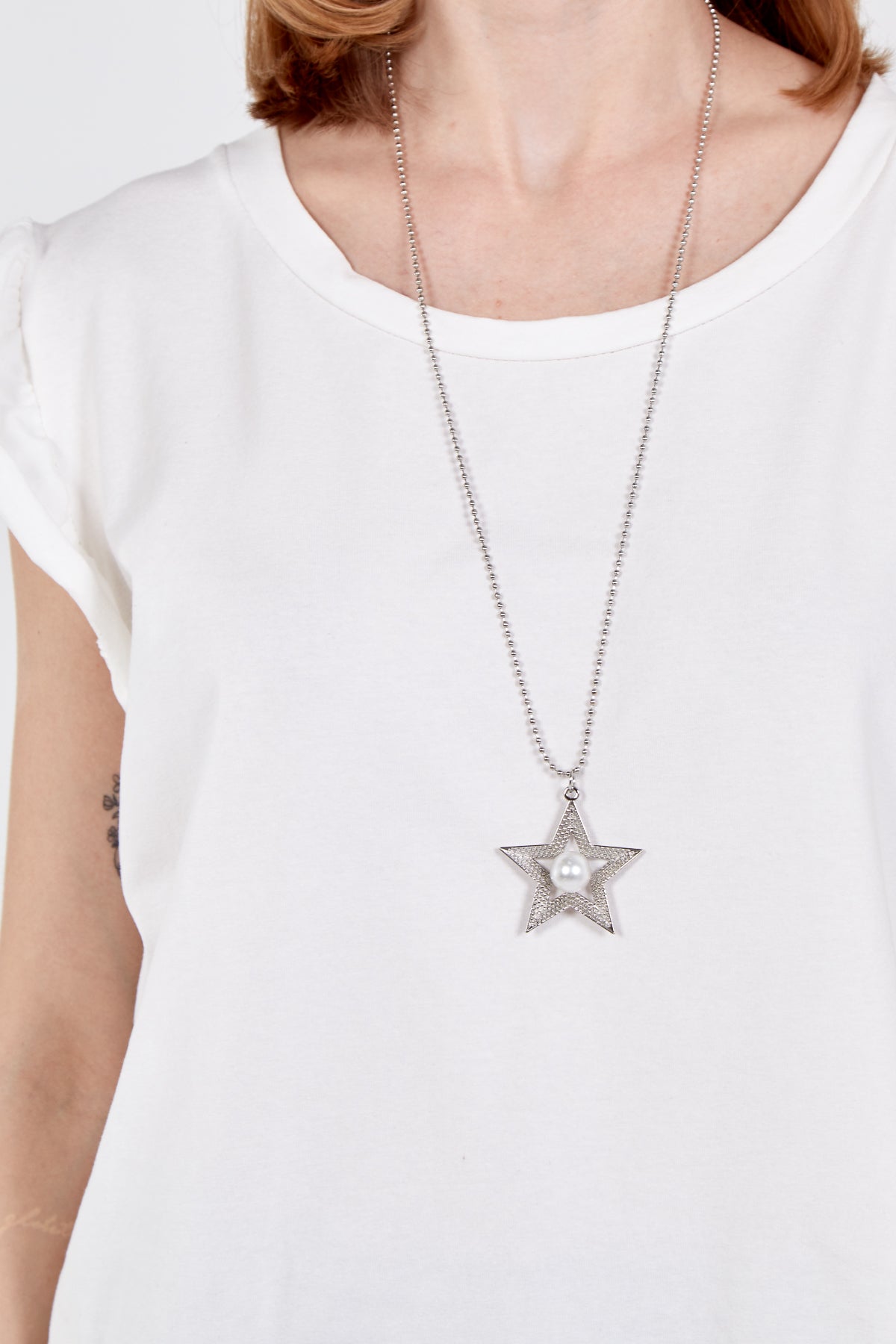 Scoop Neck Frill Sleeve Top With Necklace TOPMF2 WearAll