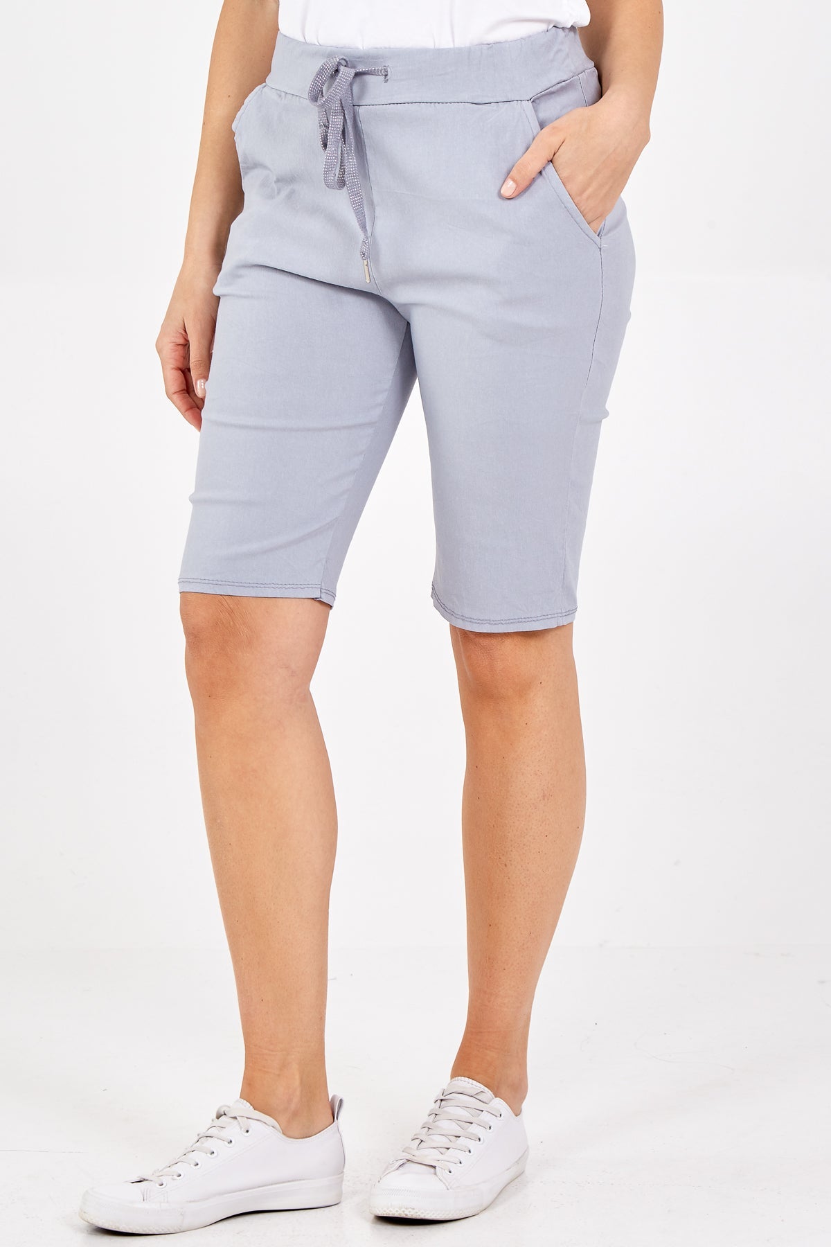 Plus Size Magic Plain Drawstring Shorts Skirts & Shorts WearAll Grey 16