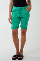 Plus Size Magic Plain Drawstring Shorts Skirts & Shorts WearAll Jade 16