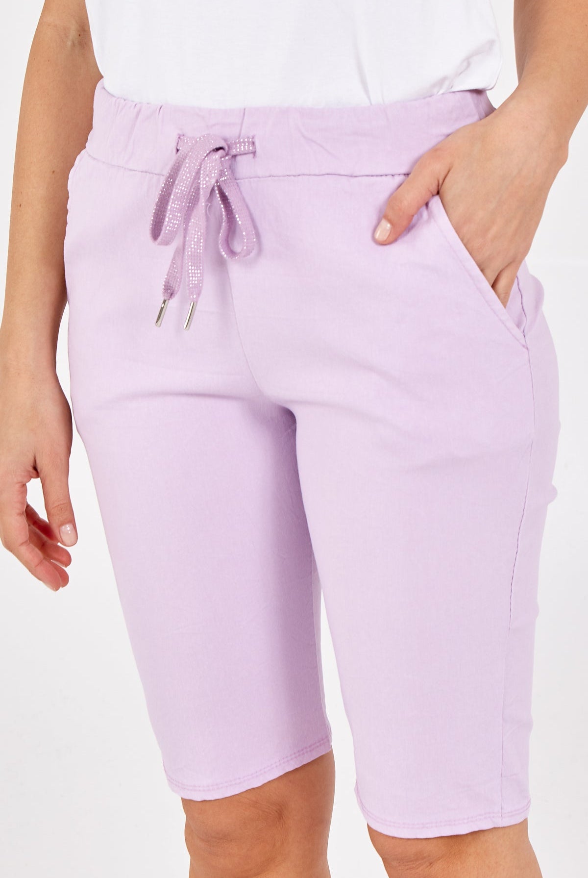 Plus Size Magic Plain Drawstring Shorts Skirts & Shorts WearAll