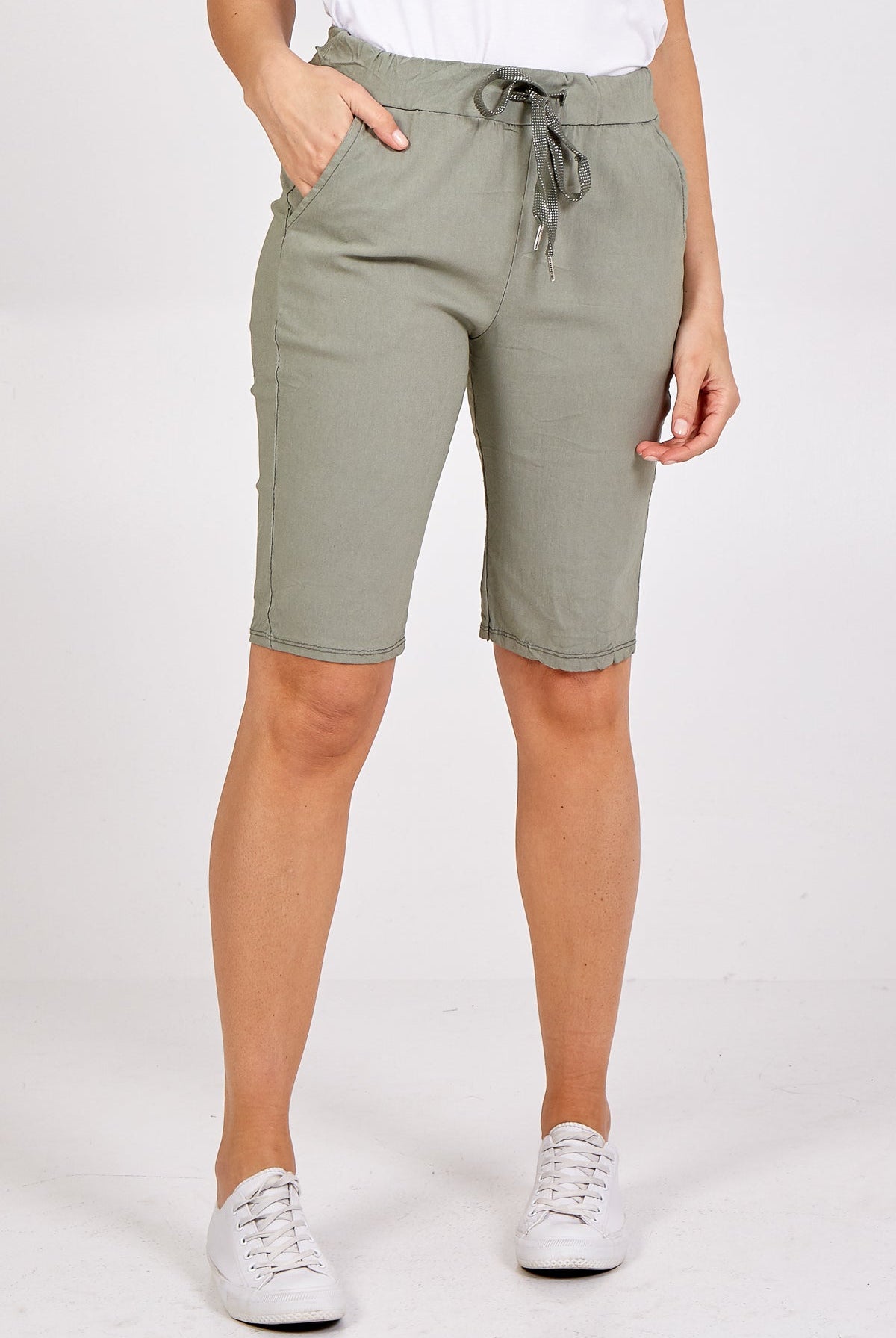 Magic Plain Drawstring Shorts Skirts & Shorts WearAll Khaki 8