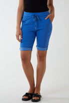 Plus Size Magic Plain Drawstring Shorts Skirts & Shorts WearAll Royal Blue 16