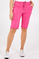 Plus Size Magic Plain Drawstring Shorts Skirts & Shorts WearAll Hot Pink 16