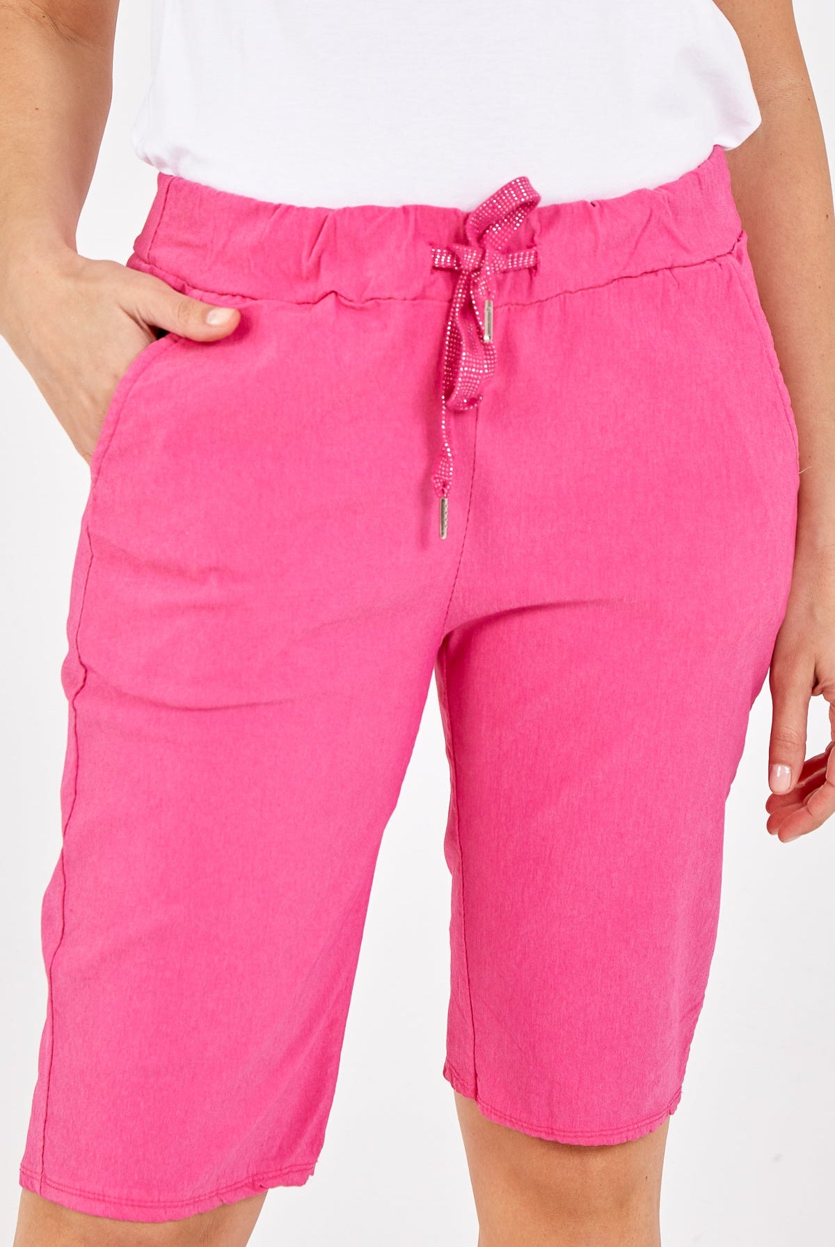 Plus Size Magic Plain Drawstring Shorts Skirts & Shorts WearAll