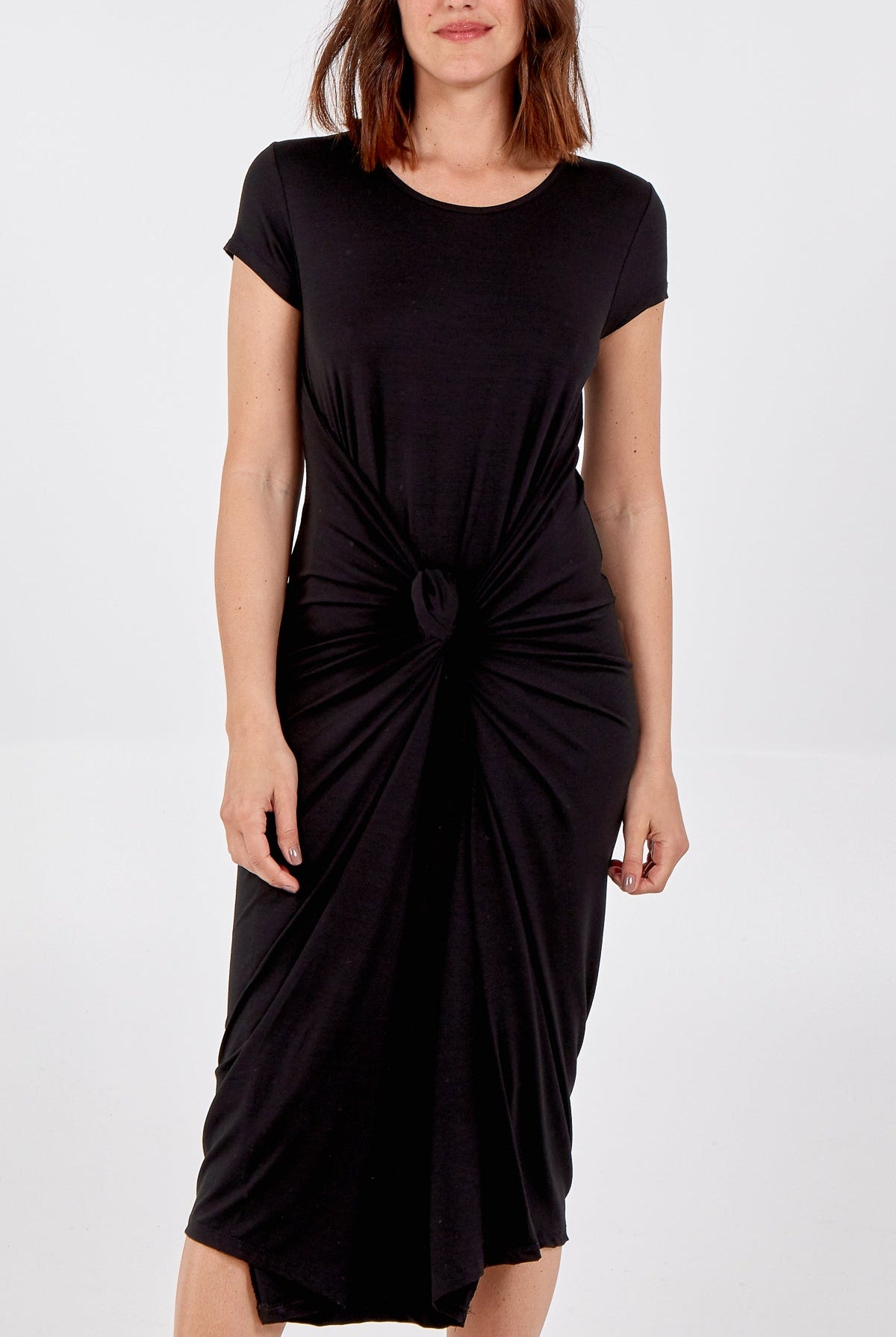 Cap Sleeve Plain Parachute Dress DMF2 WearAll Black One Size