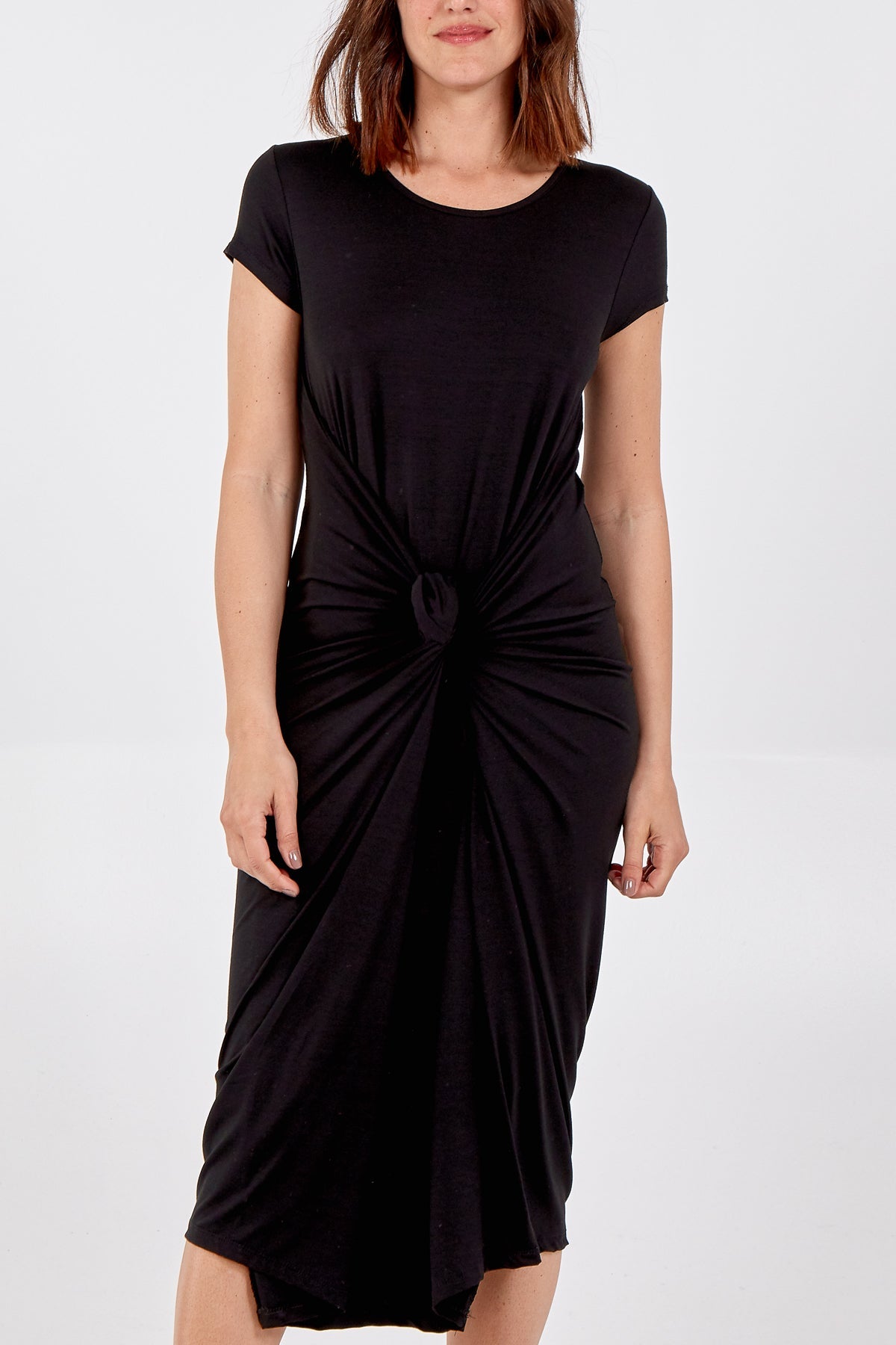 Cap Sleeve Plain Parachute Dress DMF2 WearAll Black One Size