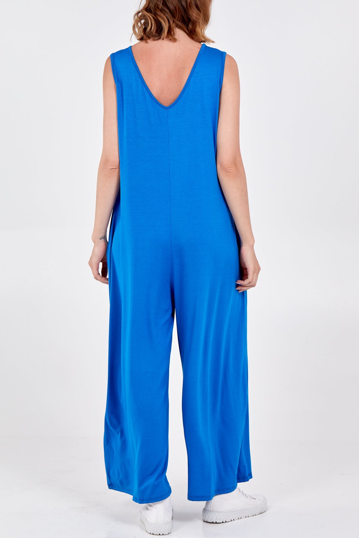 Sleeveless Plain V-Neck Jumpsuit Jump/Play WearAll