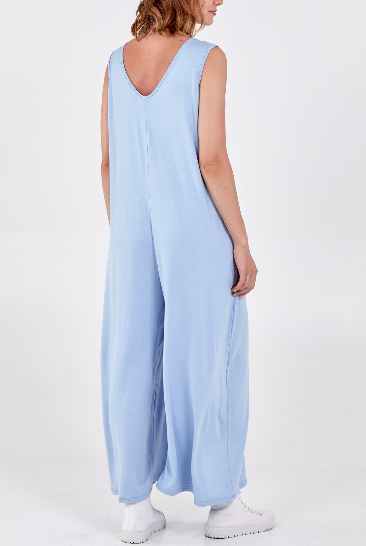 Sleeveless Plain V-Neck Jumpsuit Jump/Play WearAll