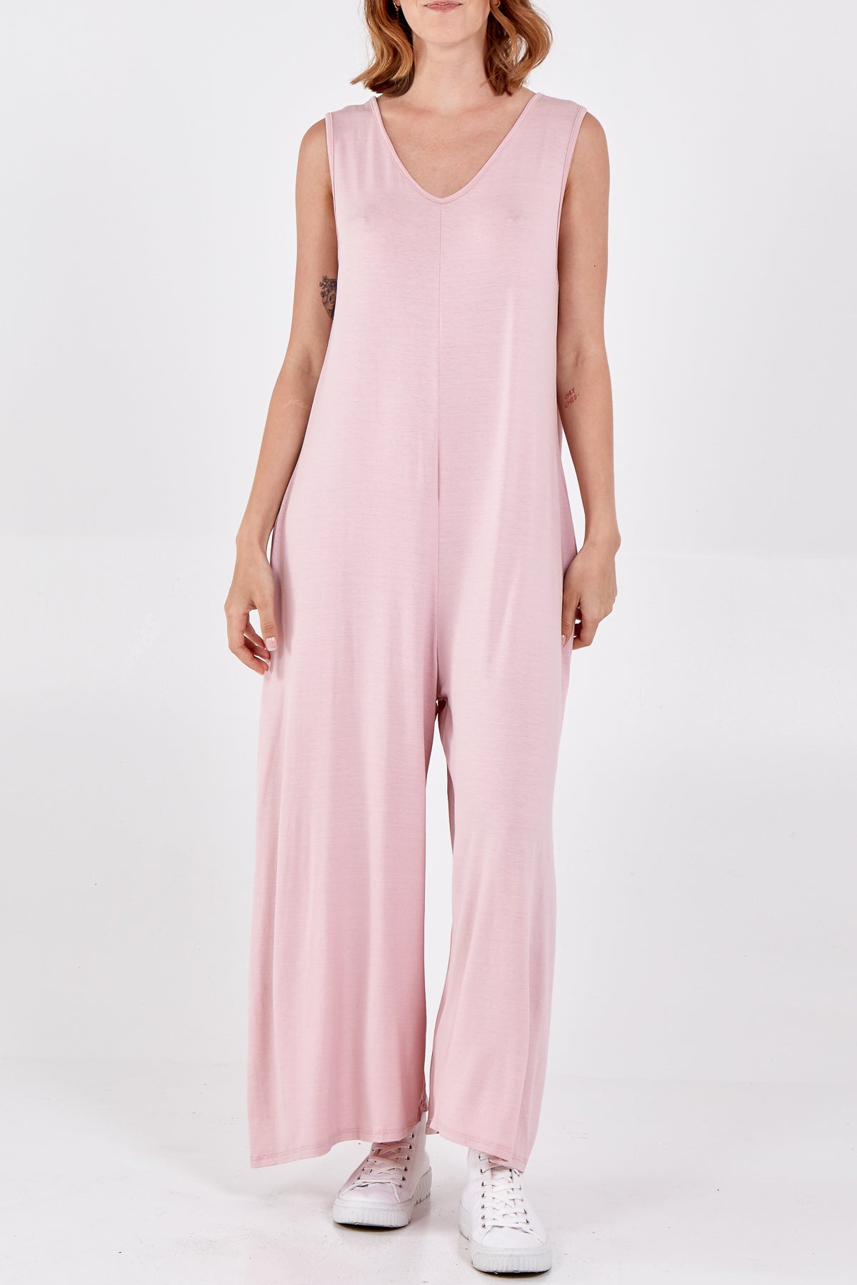 Sleeveless Plain V-Neck Jumpsuit Jump/Play WearAll Blush One Size