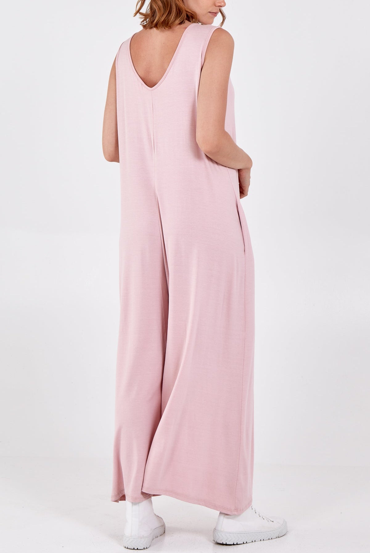 Sleeveless Plain V-Neck Jumpsuit Jump/Play WearAll