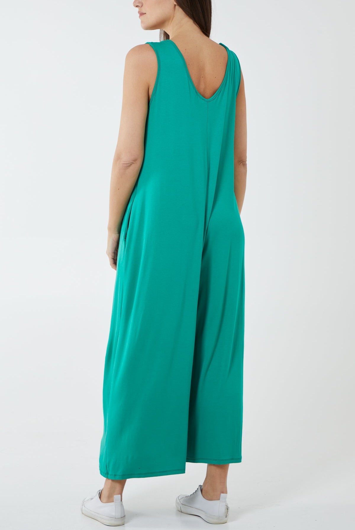 Sleeveless Plain V-Neck Jumpsuit Jump/Play WearAll