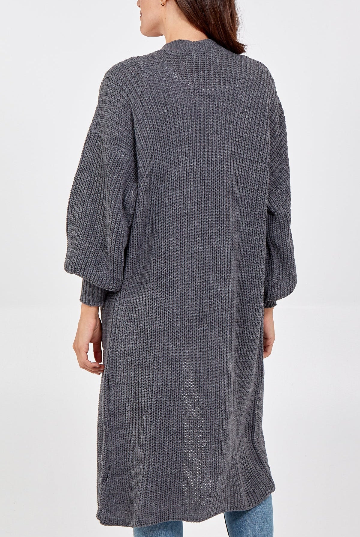 Open Front Balloon Long Sleeve Cardigan cardigan WearAll