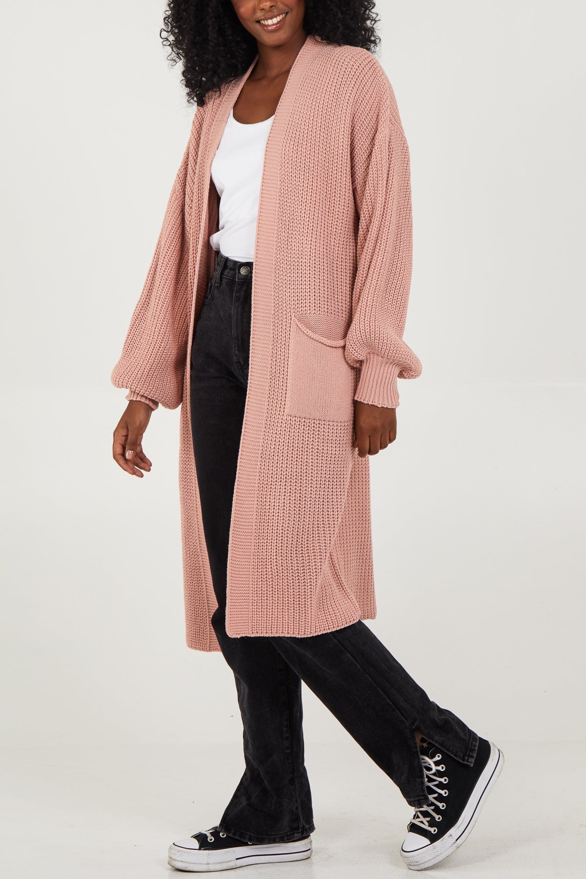 Open Front Balloon Long Sleeve Cardigan cardigan WearAll