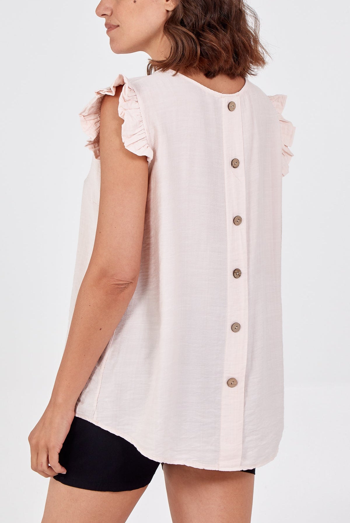 Linen Look Top Back Button TOPMF2 WearAll