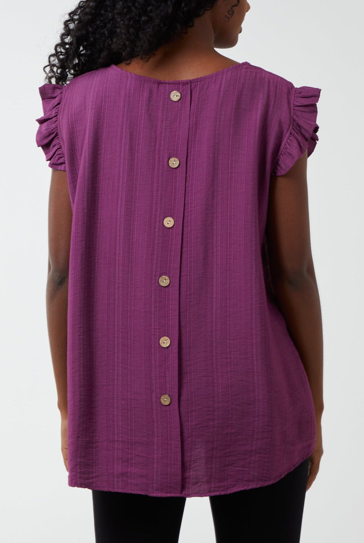 Linen Look Top Back Button TOPMF2 WearAll