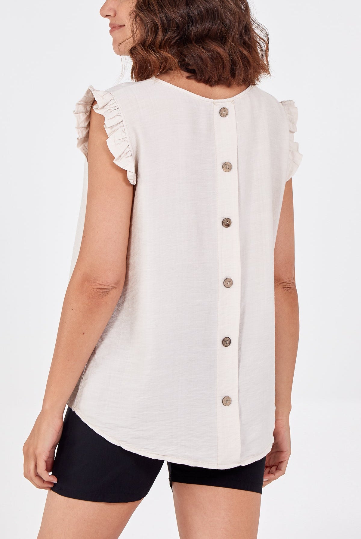 Linen Look Top Back Button TOPMF2 WearAll
