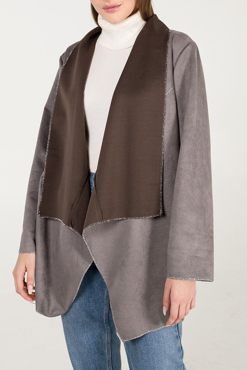 Suede Waterfall Jacket JK1 WearAll Grey One Size