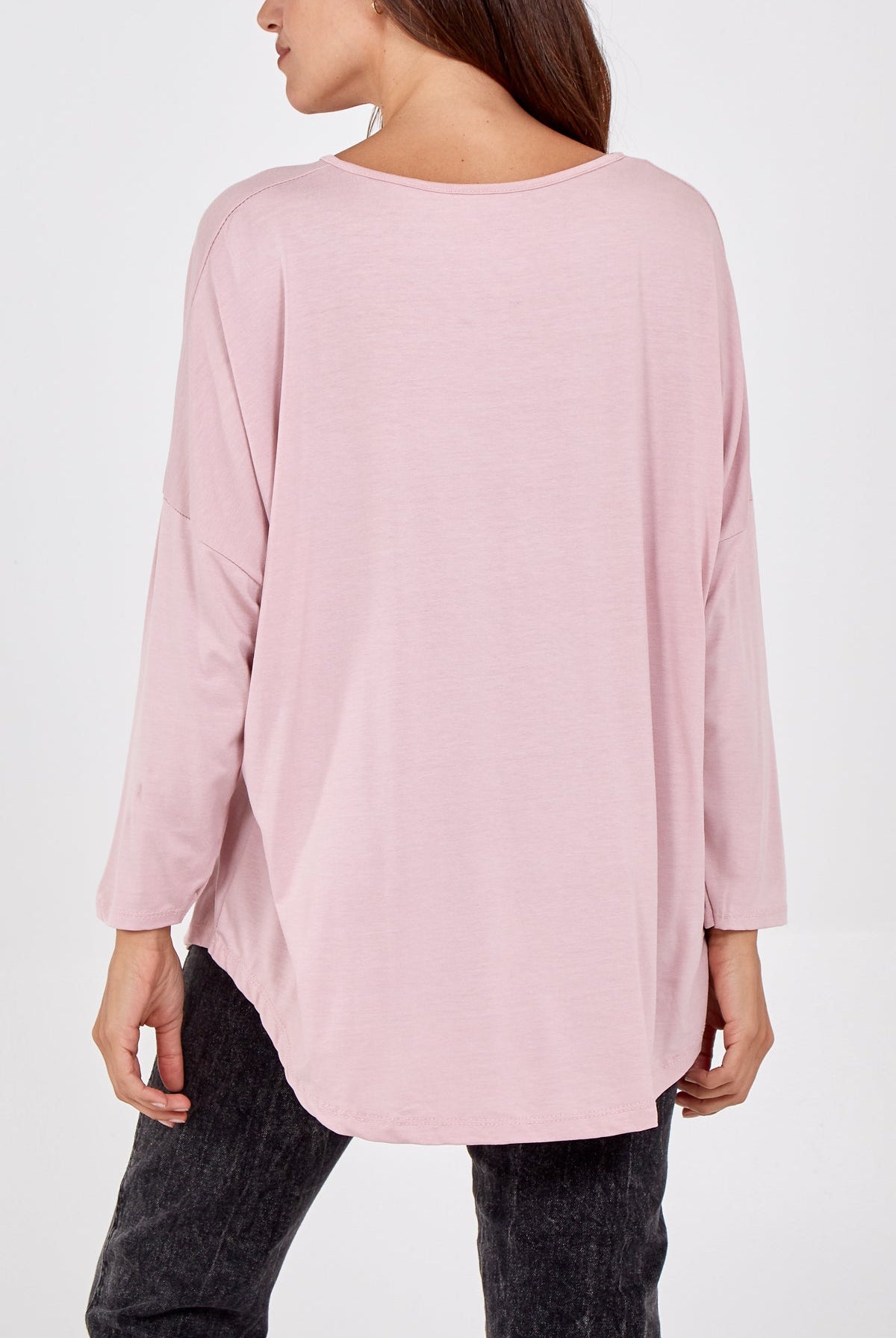 High Low Curved Hem Long Sleeve Top TOPMF2 WearAll
