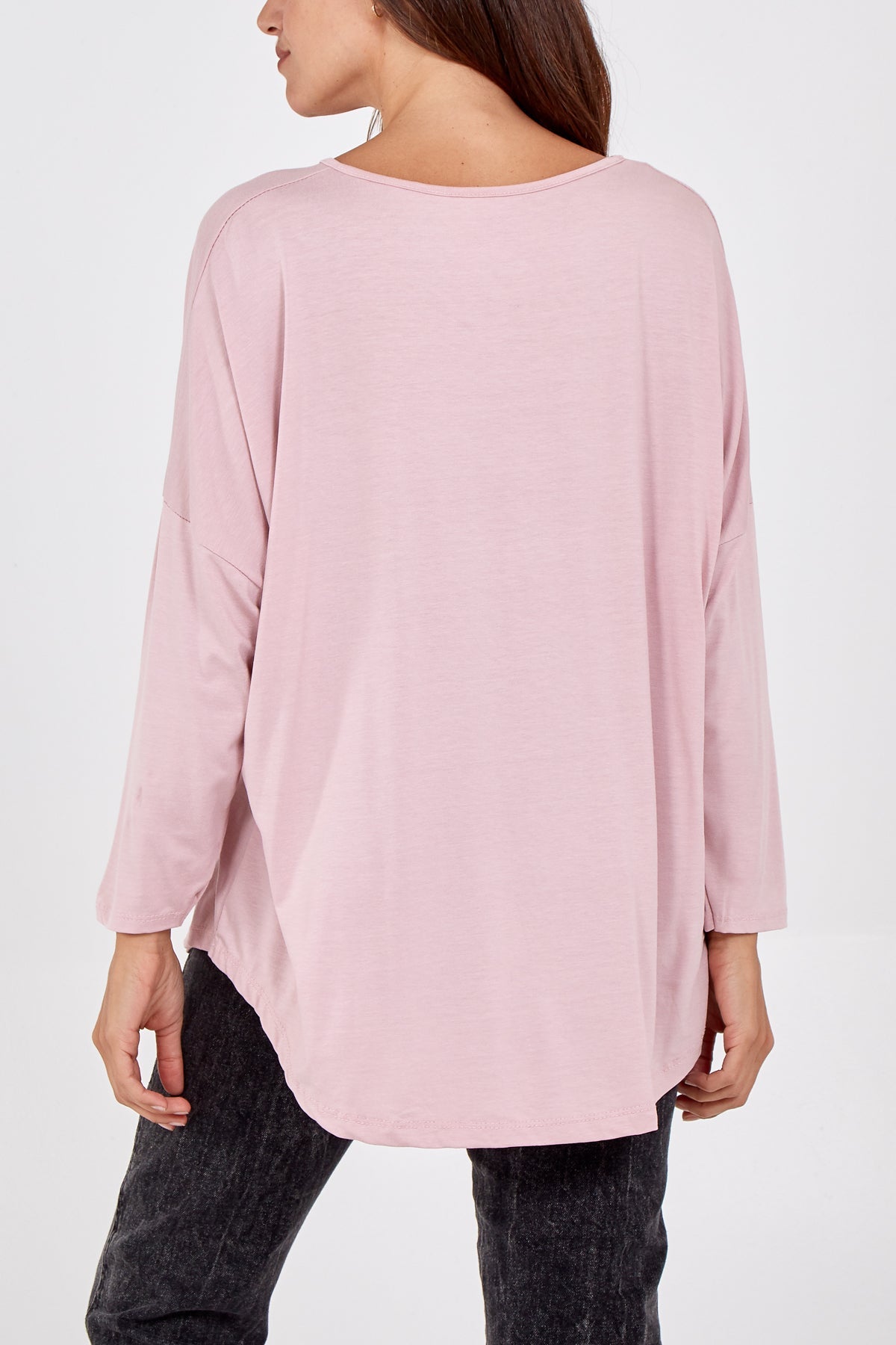 High Low Curved Hem Long Sleeve Top TOPMF2 WearAll