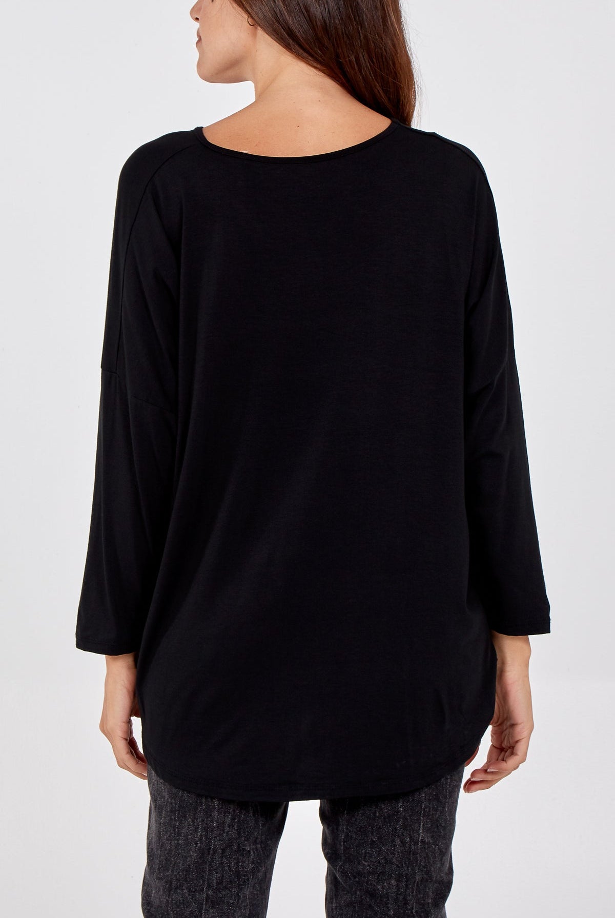 High Low Curved Hem Long Sleeve Top TOPMF2 WearAll