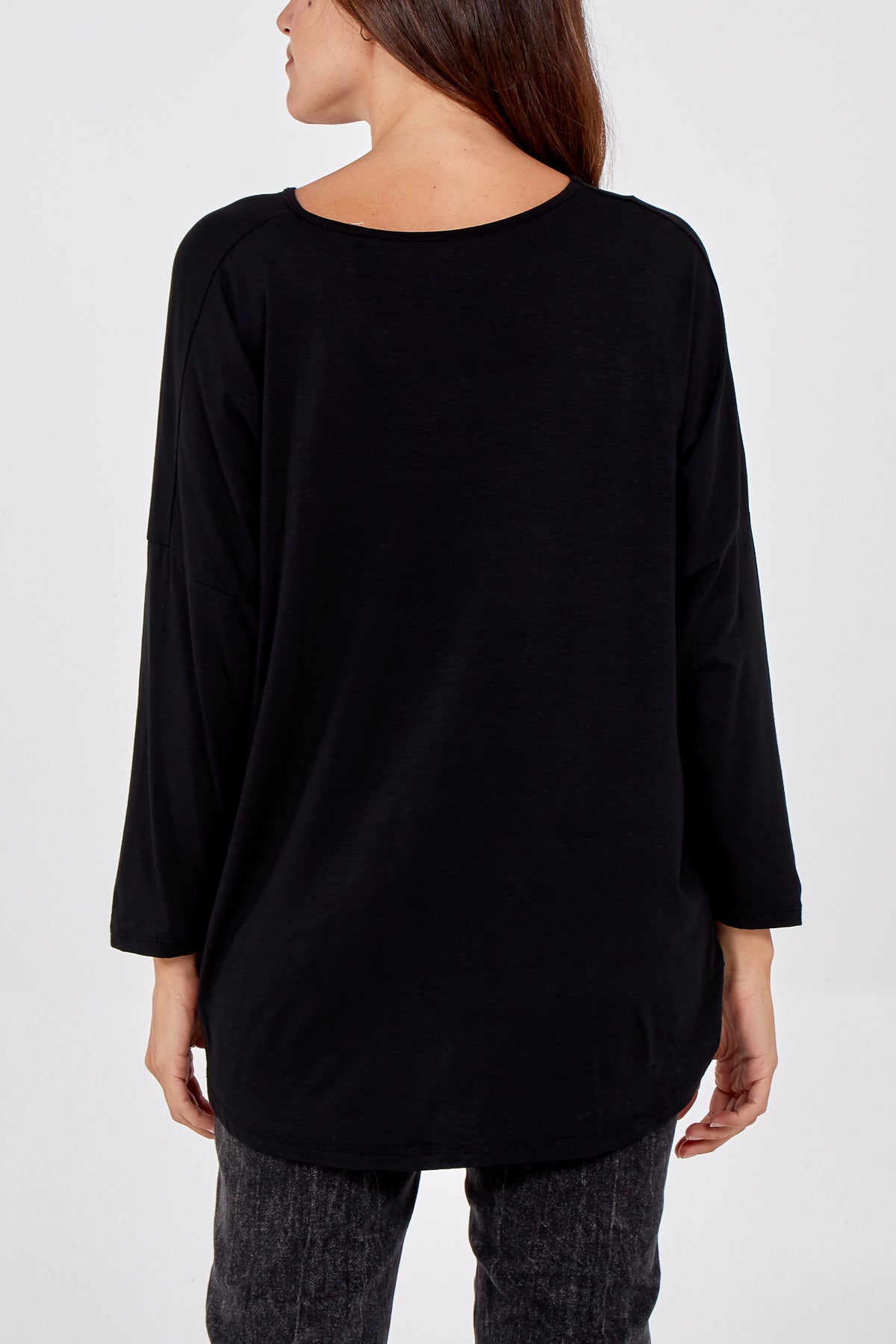 High Low Curved Hem Long Sleeve Top TOPMF2 WearAll