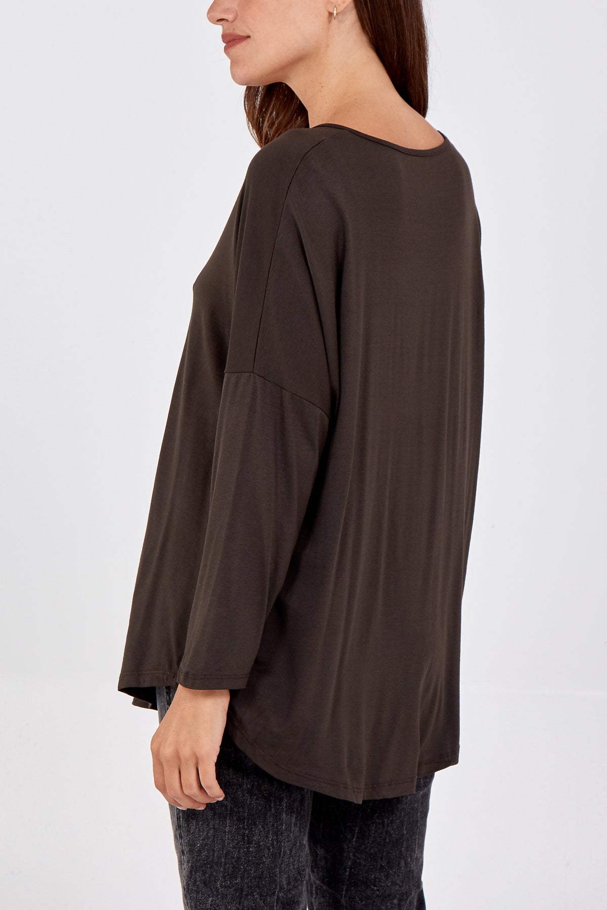 High Low Curved Hem Long Sleeve Top TOPMF2 WearAll