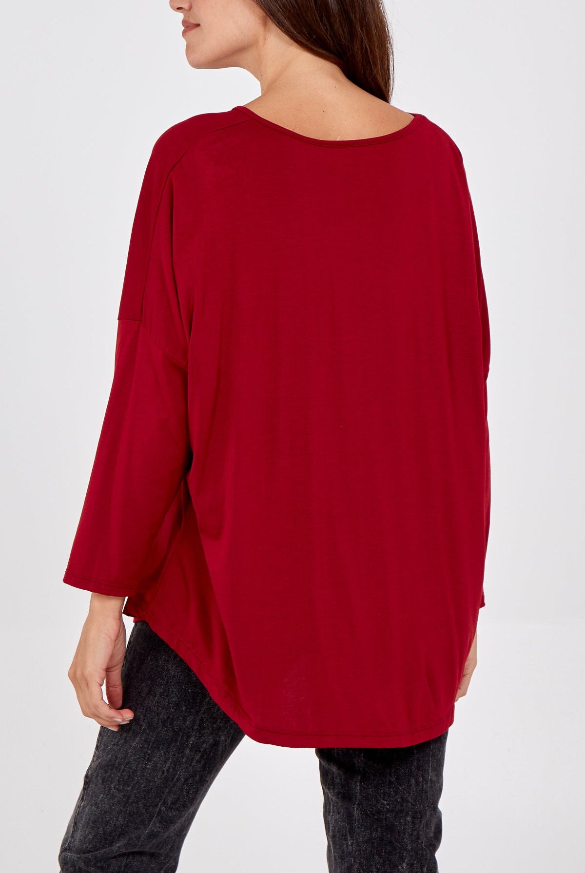 High Low Curved Hem Long Sleeve Top TOPMF2 WearAll