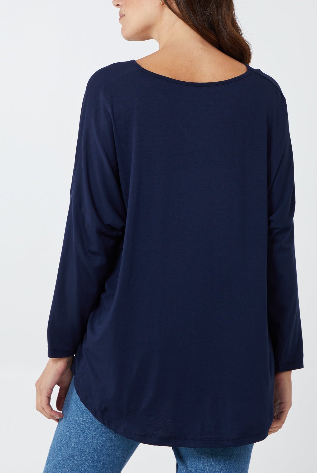 High Low Curved Hem Long Sleeve Top TOPMF2 WearAll