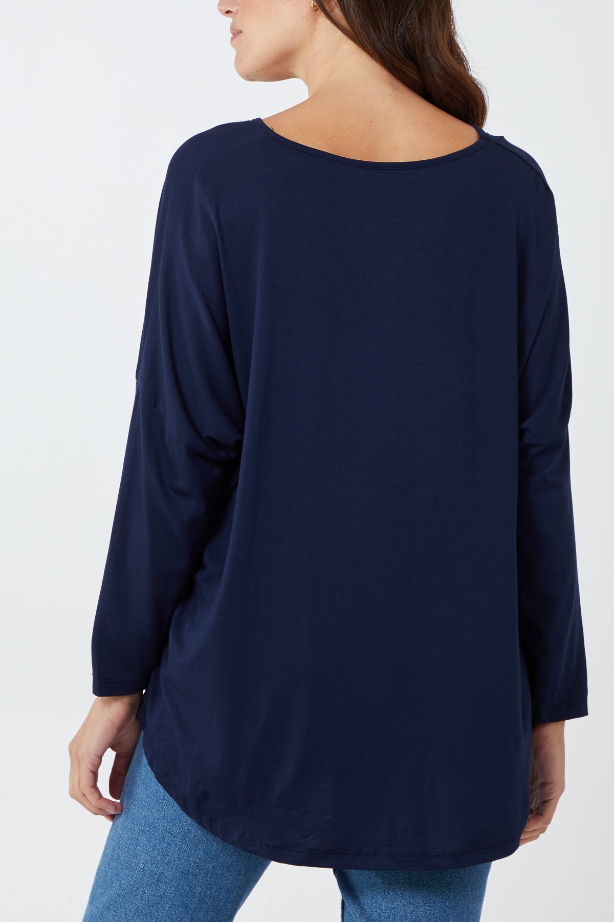 High Low Curved Hem Long Sleeve Top TOPMF2 WearAll