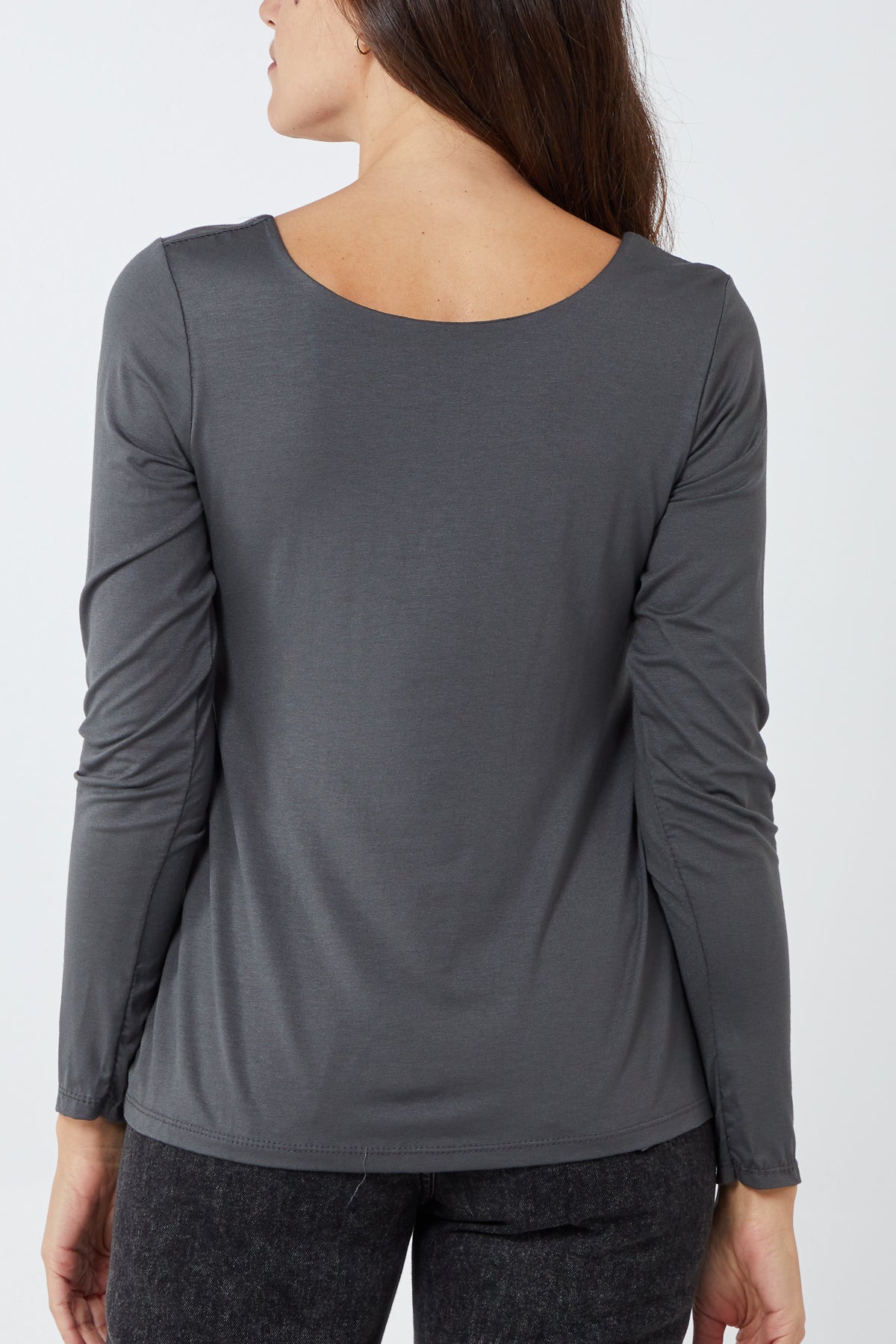 Basic Double Layer Scoop Neck Long Sleeve Top TOPMF2 WearAll