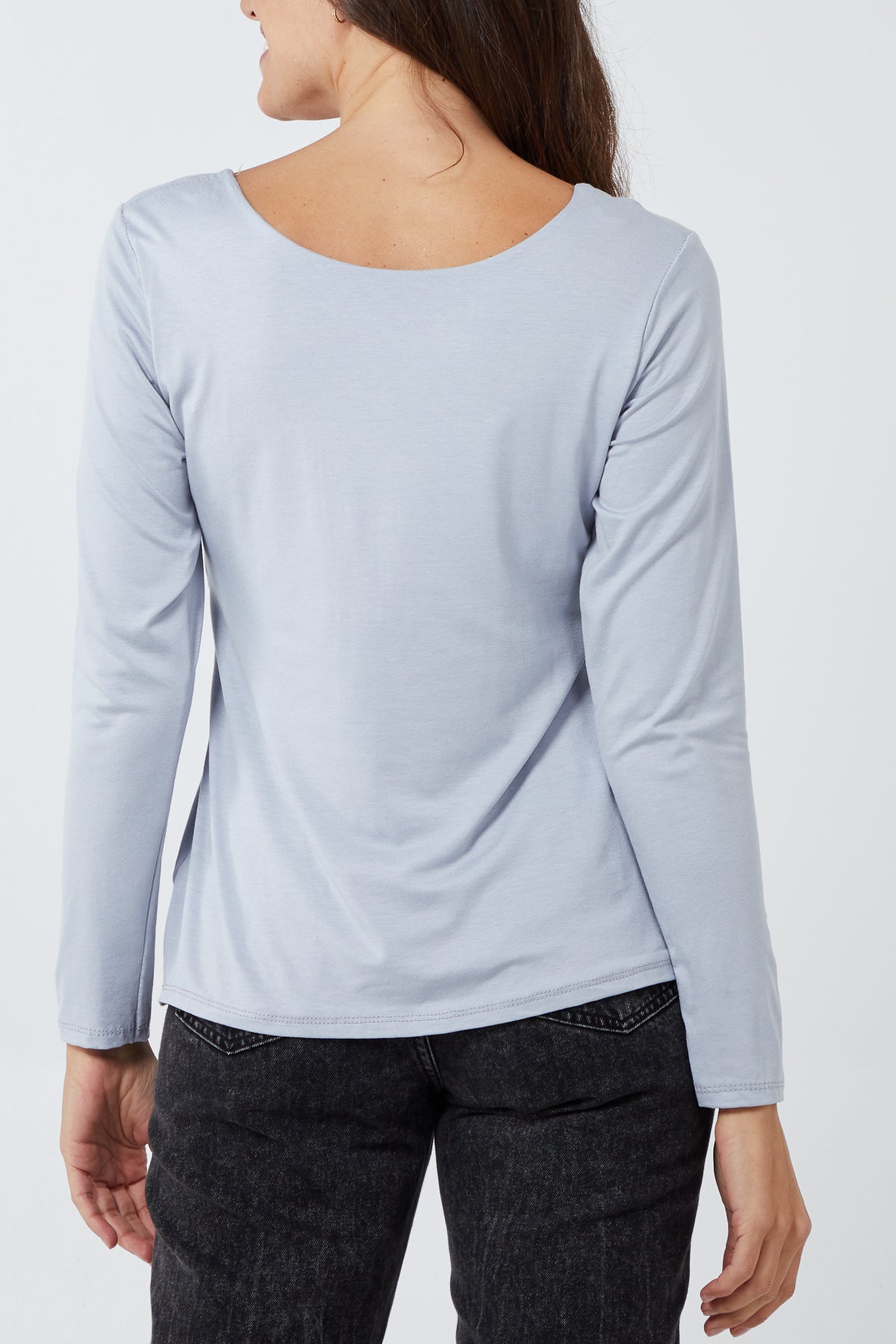 Basic Double Layer Scoop Neck Long Sleeve Top TOPMF2 WearAll