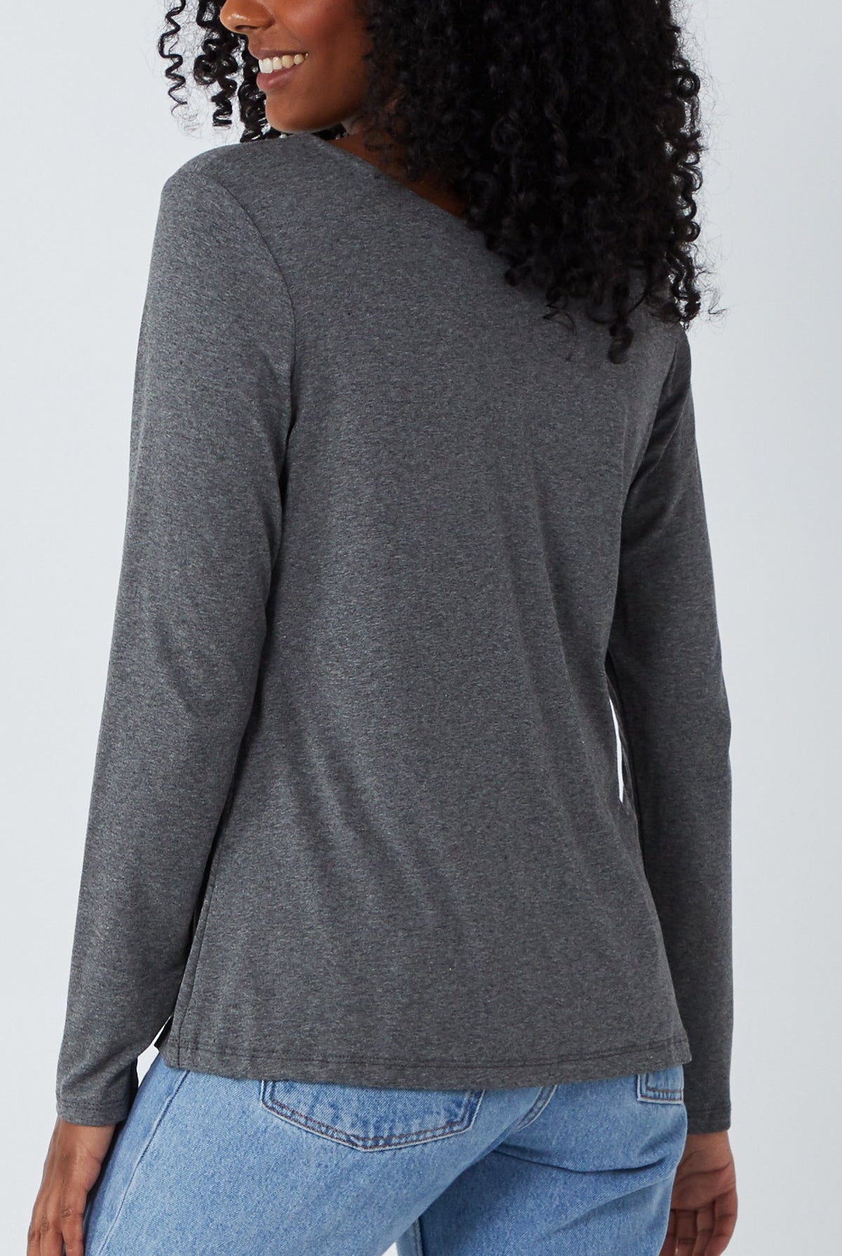 Basic Double Layer Scoop Neck Long Sleeve Top TOPMF2 WearAll