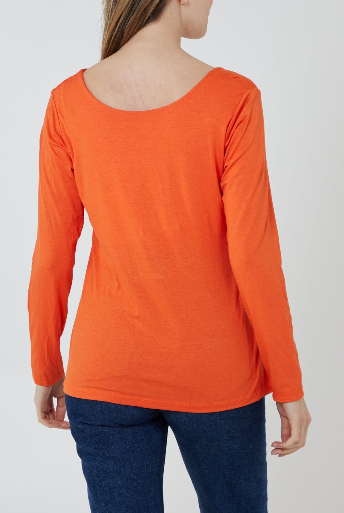 Basic Double Layer Scoop Neck Long Sleeve Top TOPMF2 WearAll