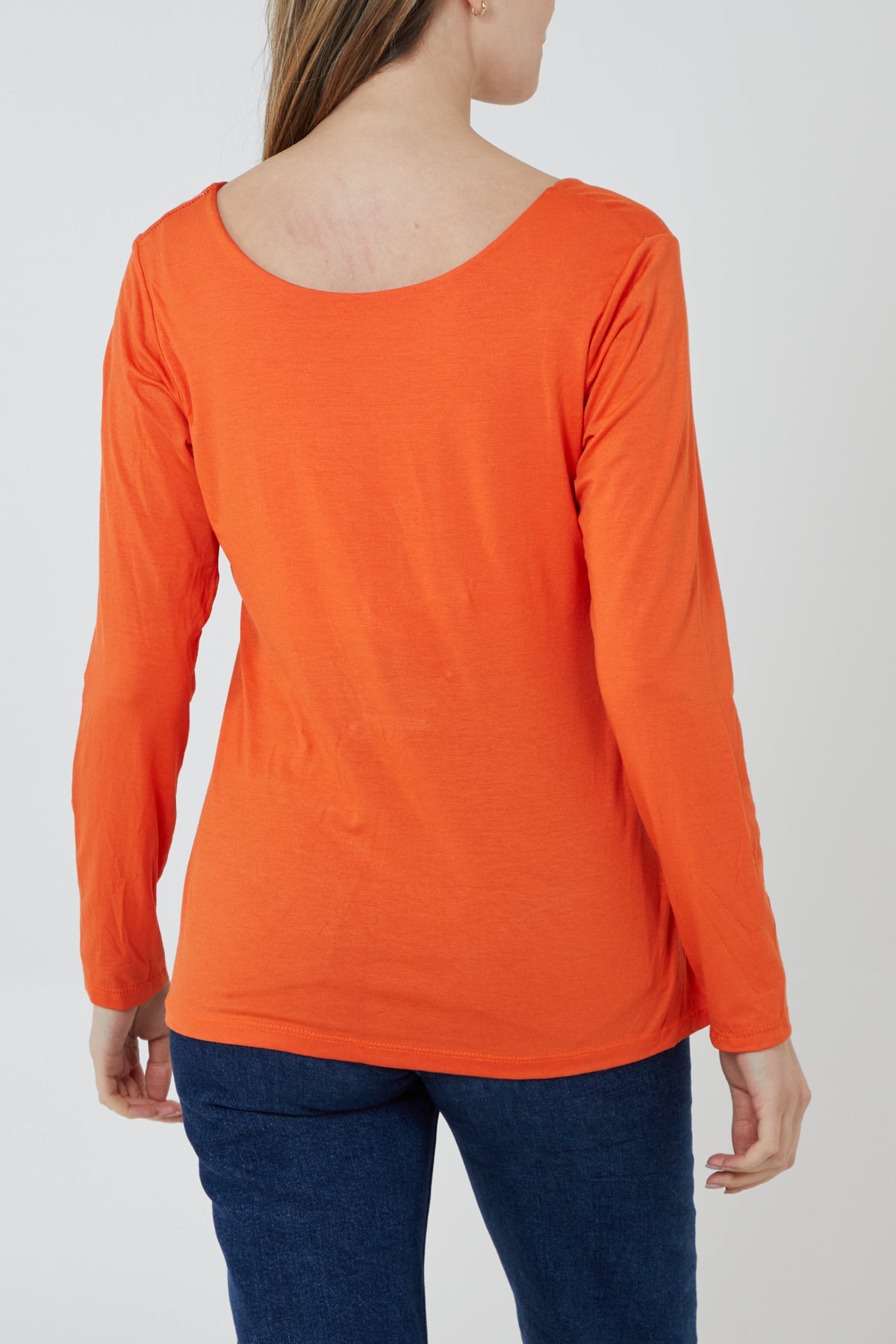 Basic Double Layer Scoop Neck Long Sleeve Top TOPMF2 WearAll