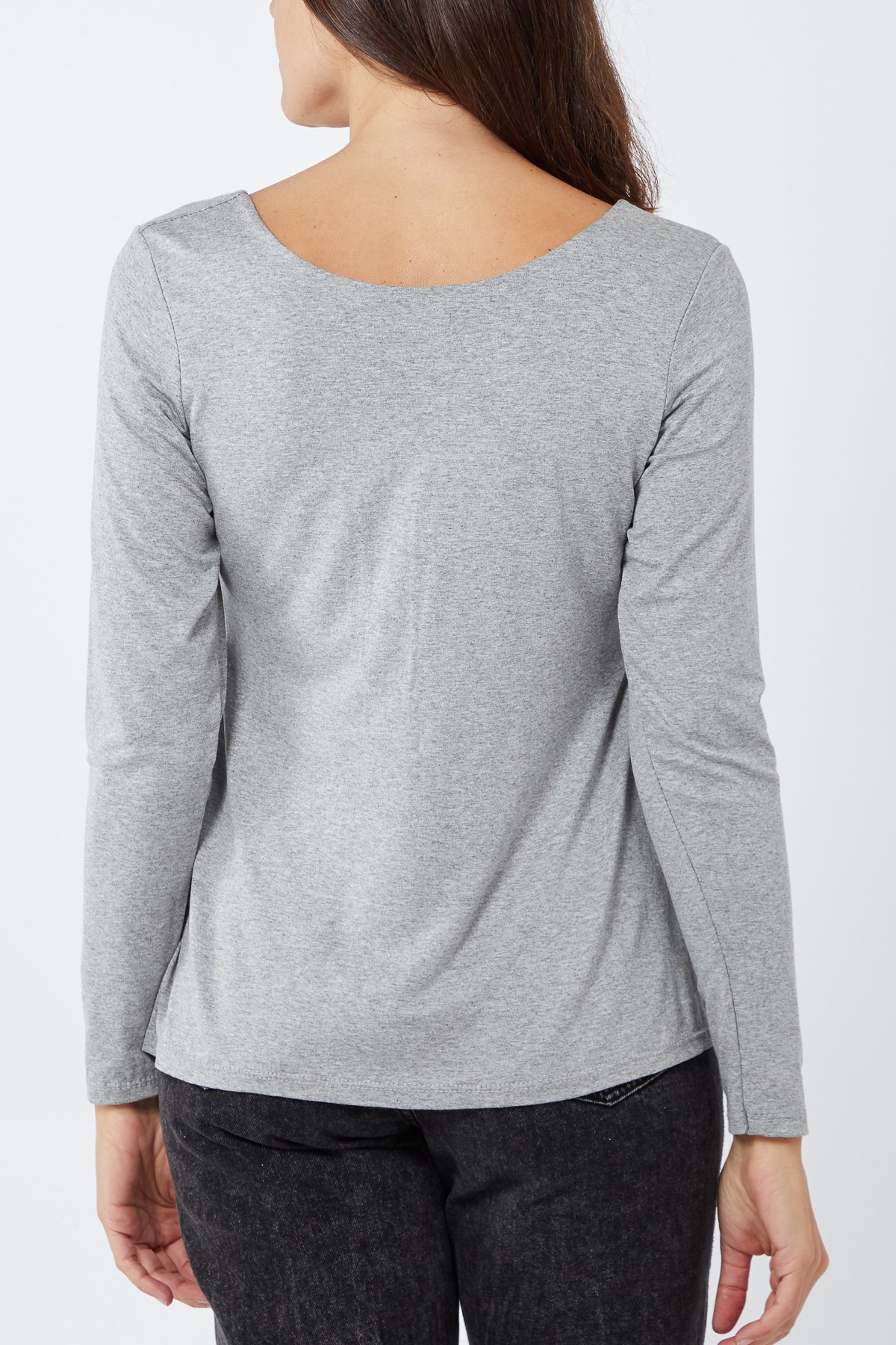 Basic Double Layer Scoop Neck Long Sleeve Top TOPMF2 WearAll