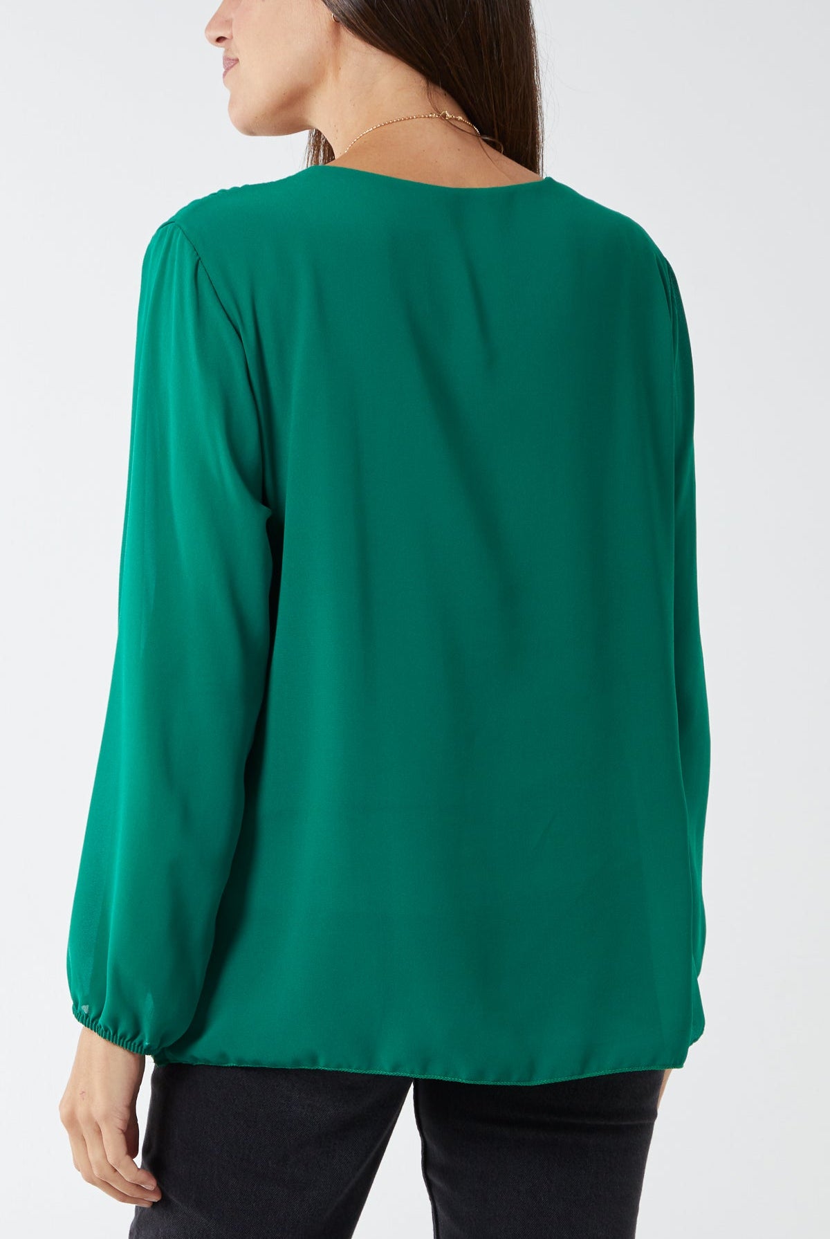 Pleated Long Sleeve Necklace Top TOPMF2 WearAll