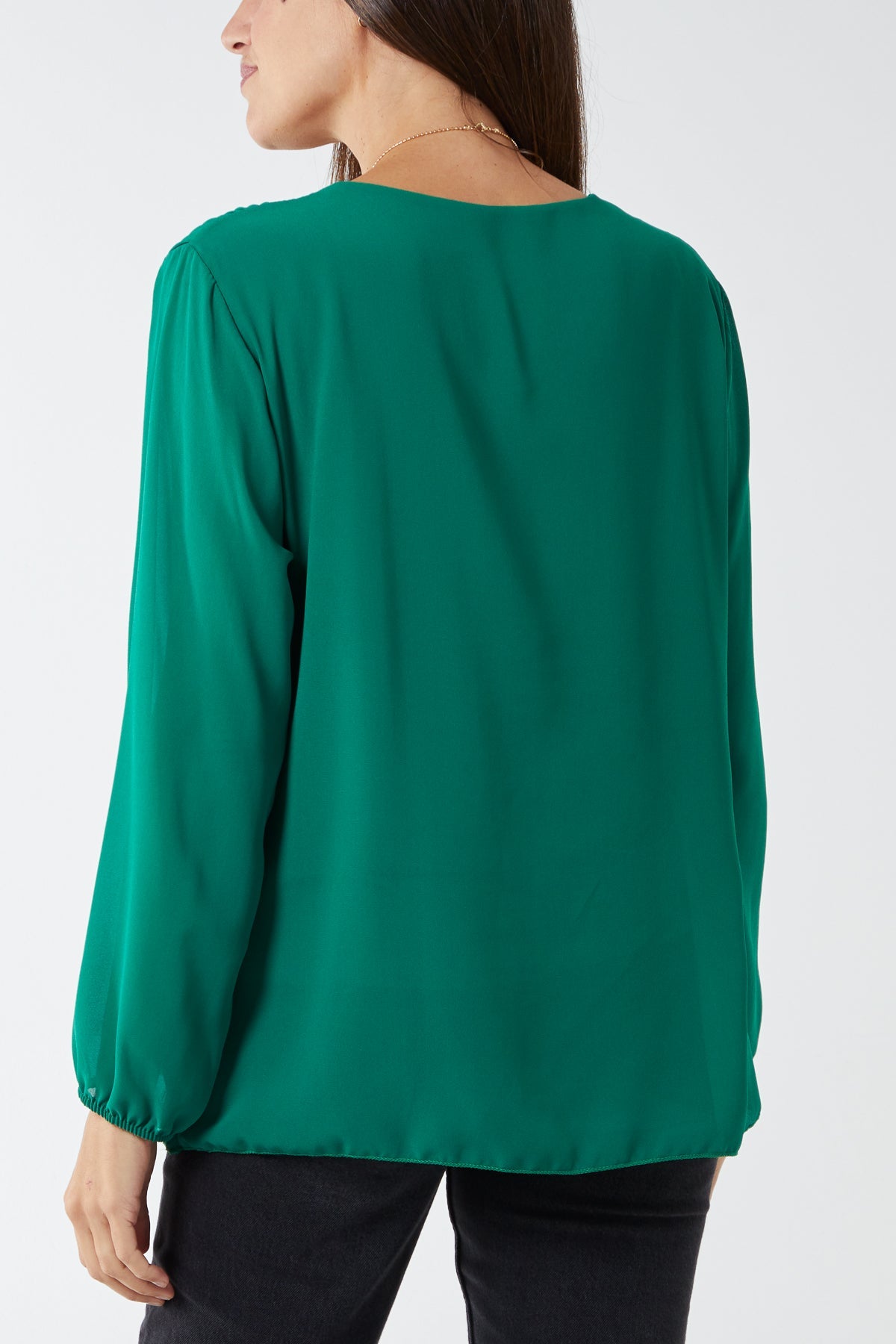 Pleated Long Sleeve Necklace Top TOPMF2 WearAll