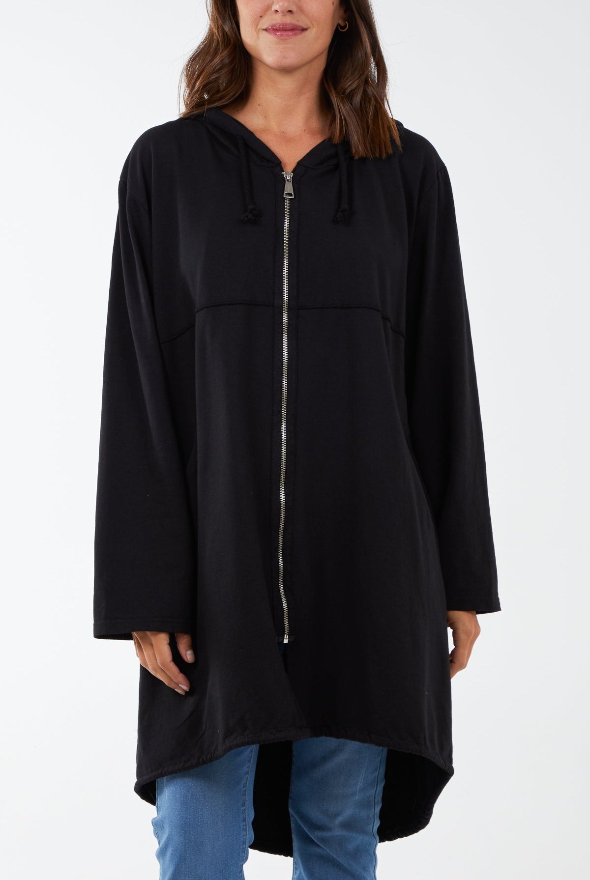 Long Zip Up Jacket With Yin Yang Logo JK1 WearAll Black One Size