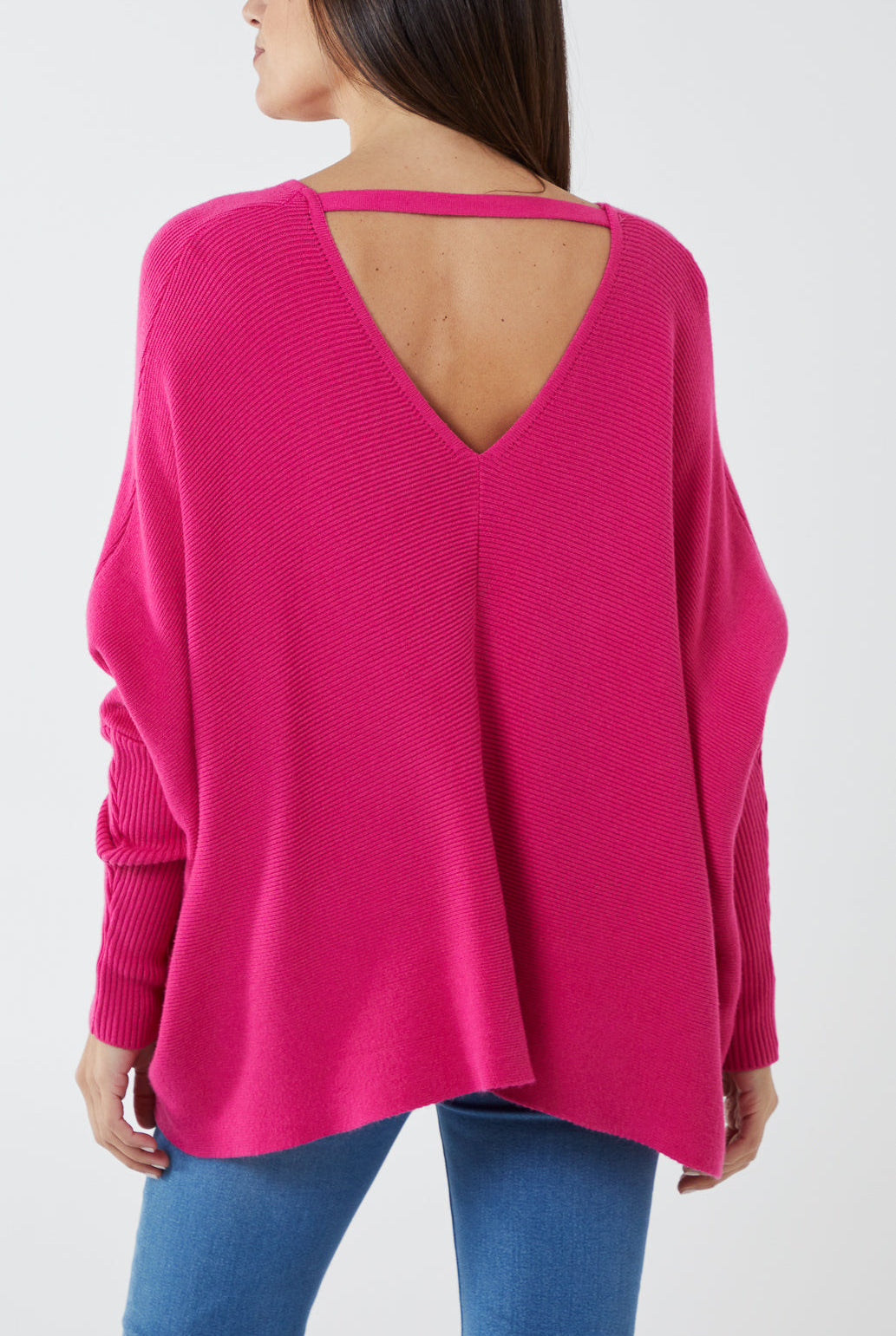 Deep V-Neck Ribbed Chevron Jumper JMF1 WearAll