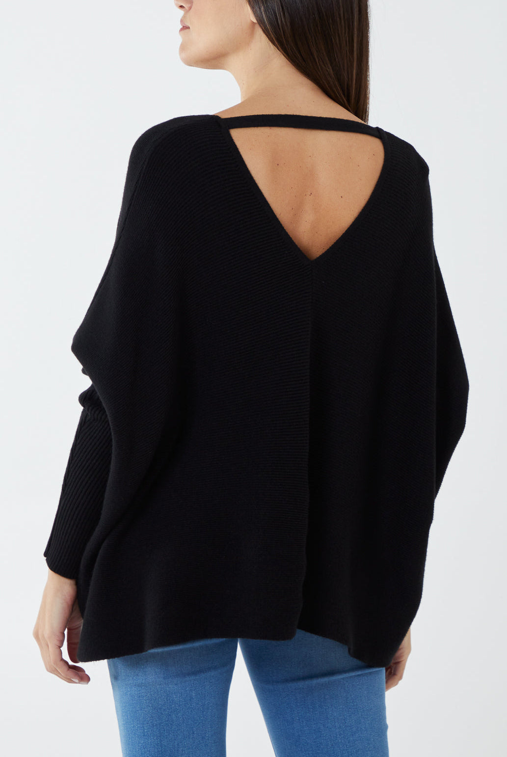 Deep V-Neck Ribbed Chevron Jumper JMF1 WearAll