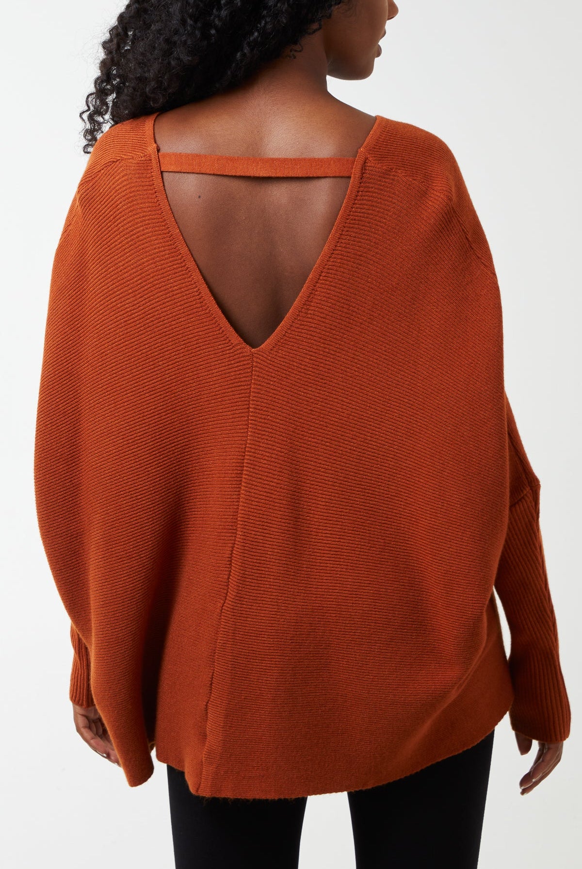 Deep V-Neck Ribbed Chevron Jumper JMF1 WearAll