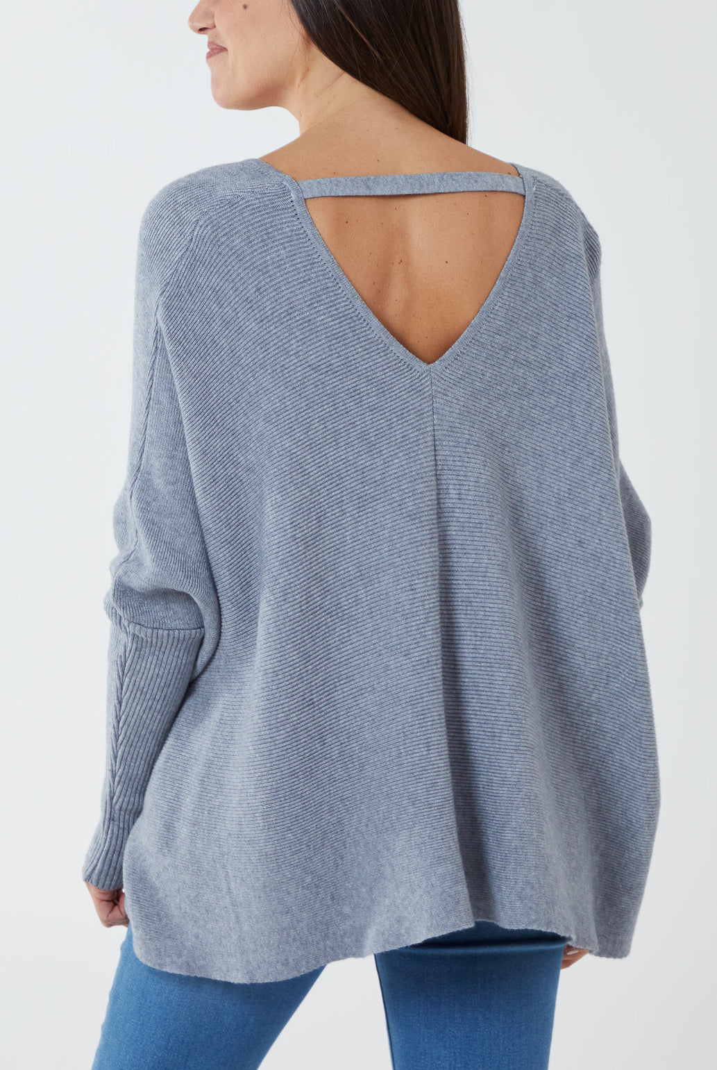 Deep V-Neck Ribbed Chevron Jumper JMF1 WearAll