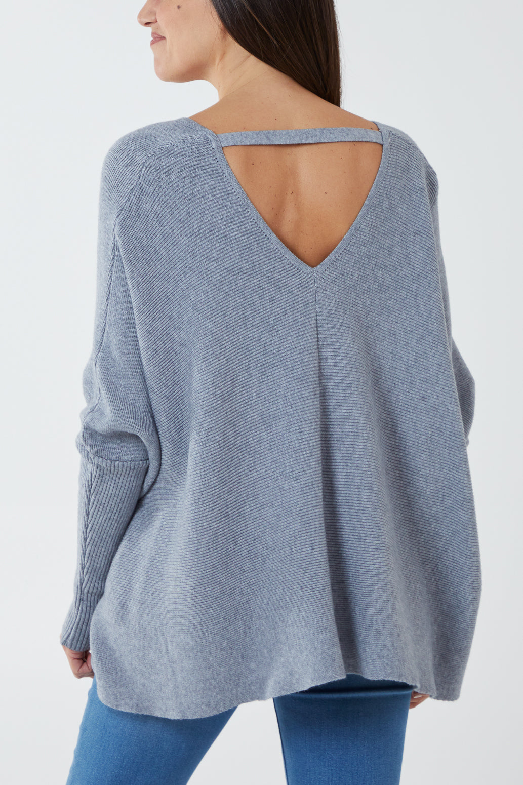 Deep V-Neck Ribbed Chevron Jumper JMF1 WearAll