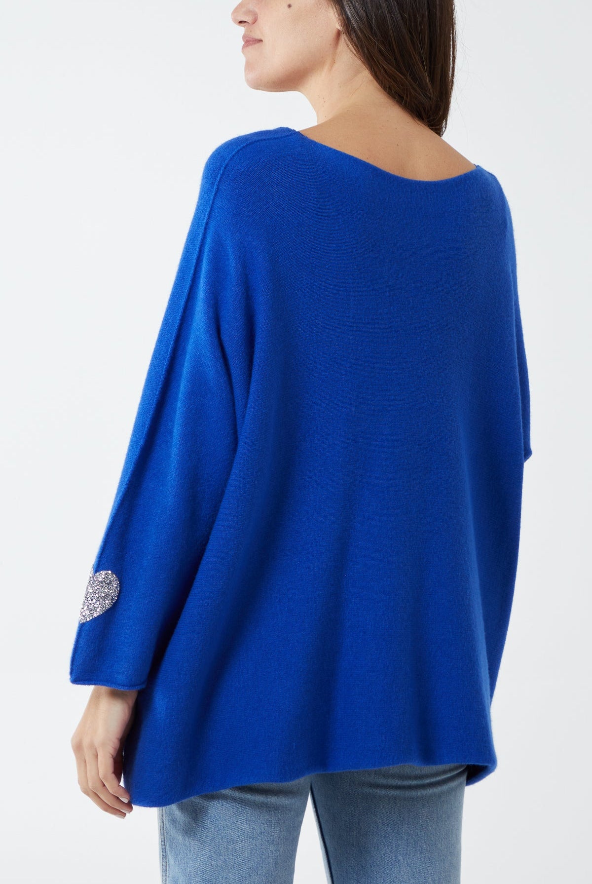 Appliqued Hearts Sleeves V-Neck Jumper JMF1 WearAll