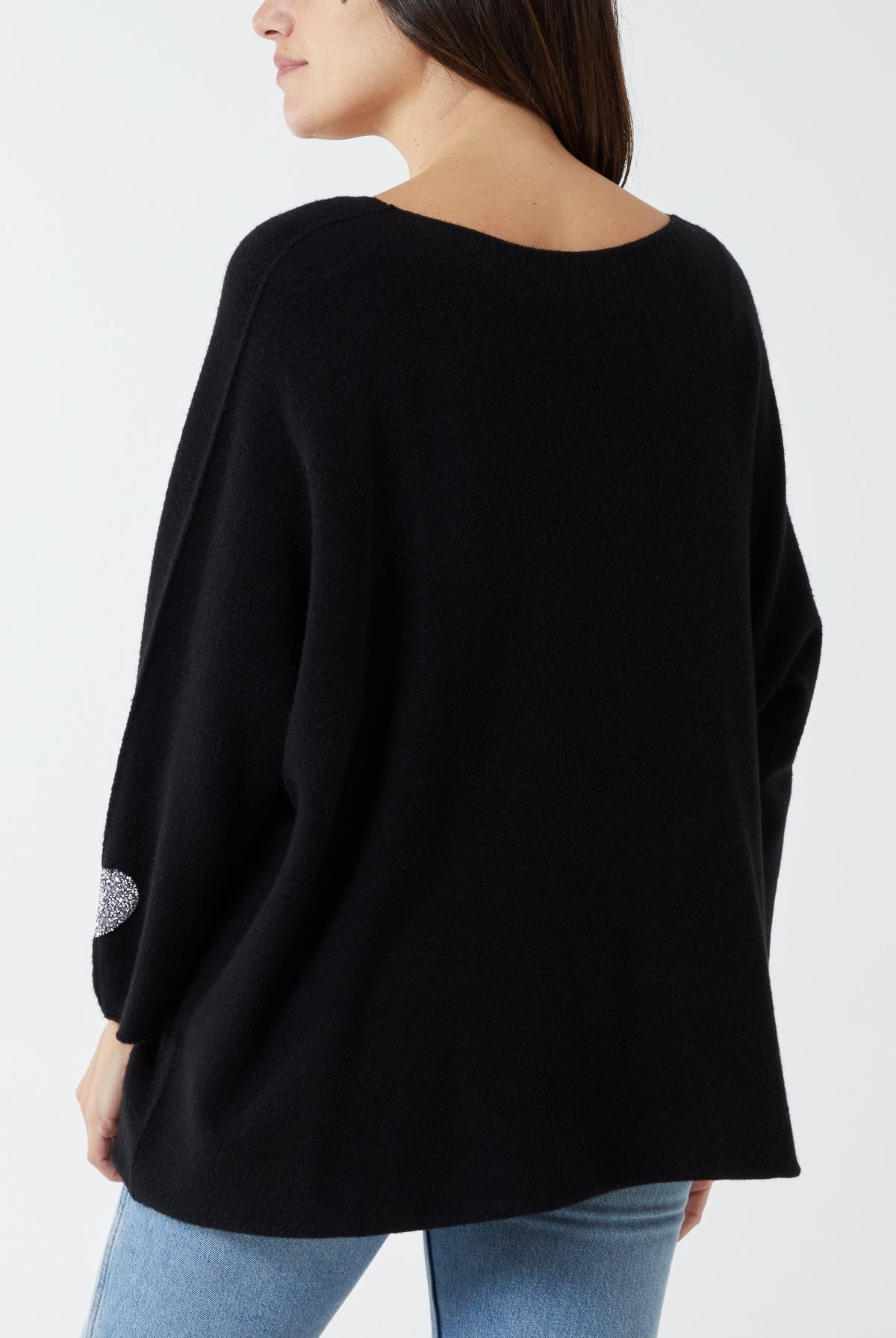Appliqued Hearts Sleeves V-Neck Jumper JMF1 WearAll