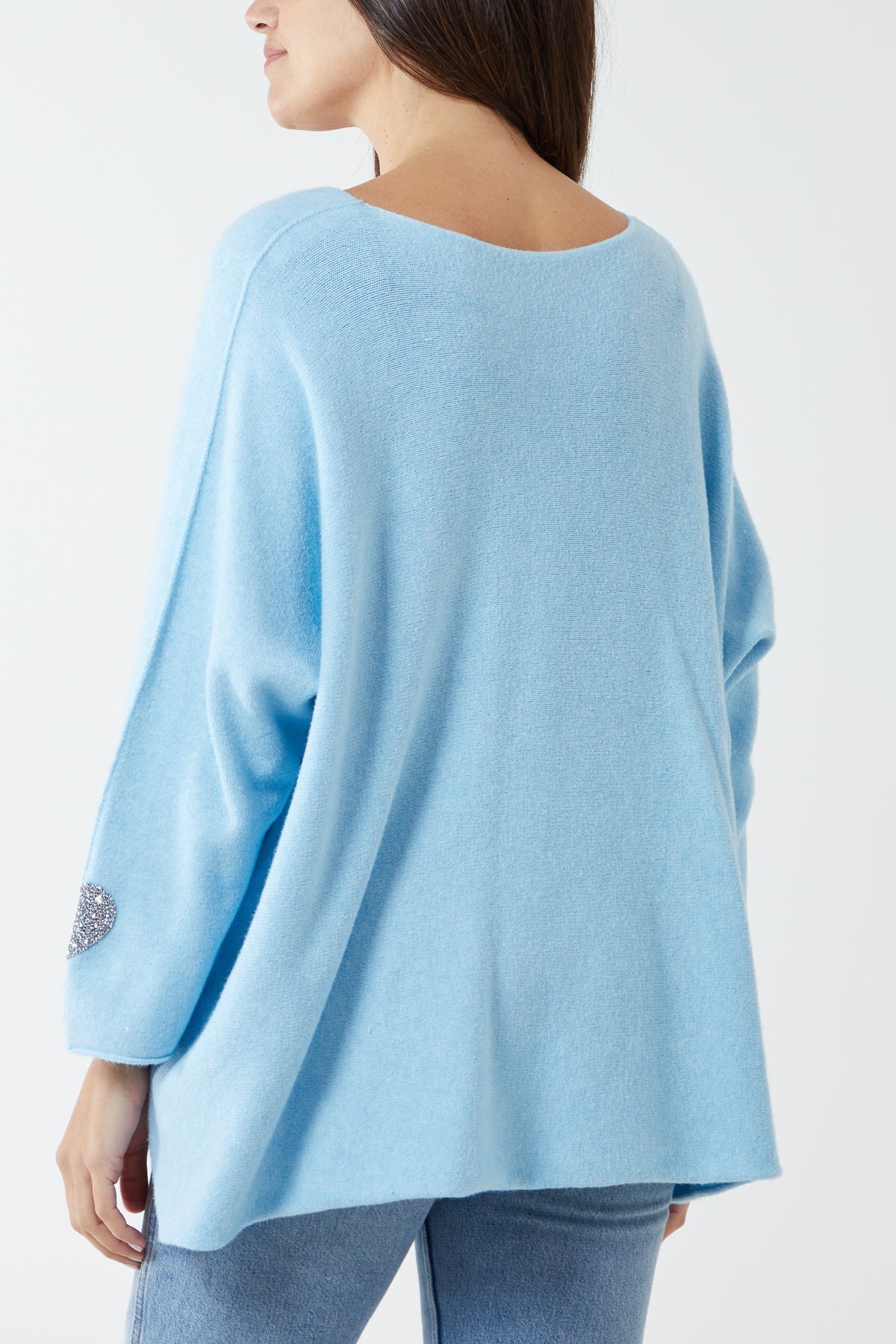Appliqued Hearts Sleeves V-Neck Jumper JMF1 WearAll