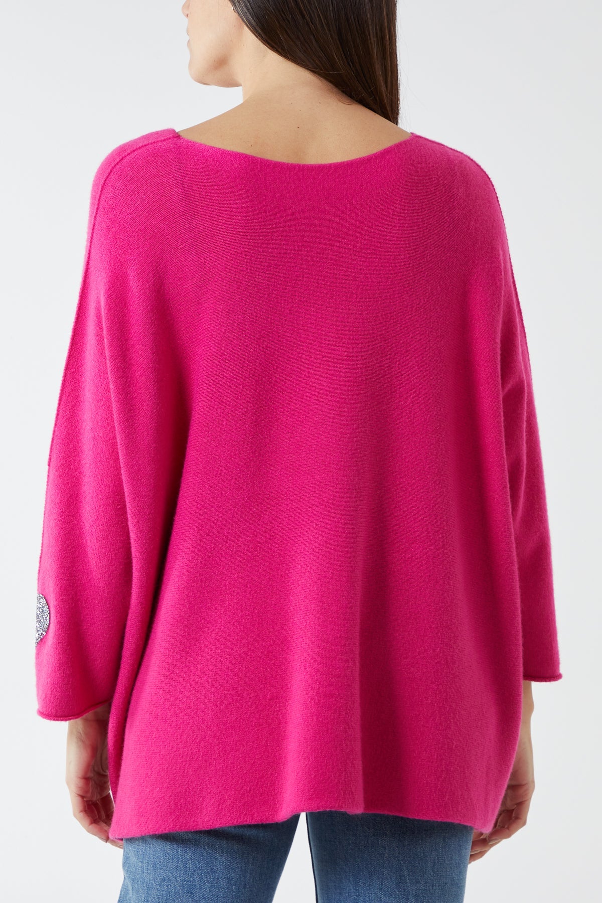Appliqued Hearts Sleeves V-Neck Jumper JMF1 WearAll